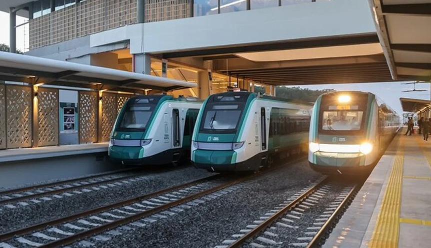 Modern train at station platform